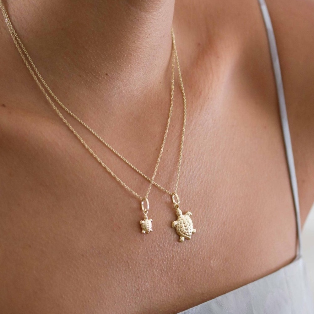 Turquoise & gold turtle necklace